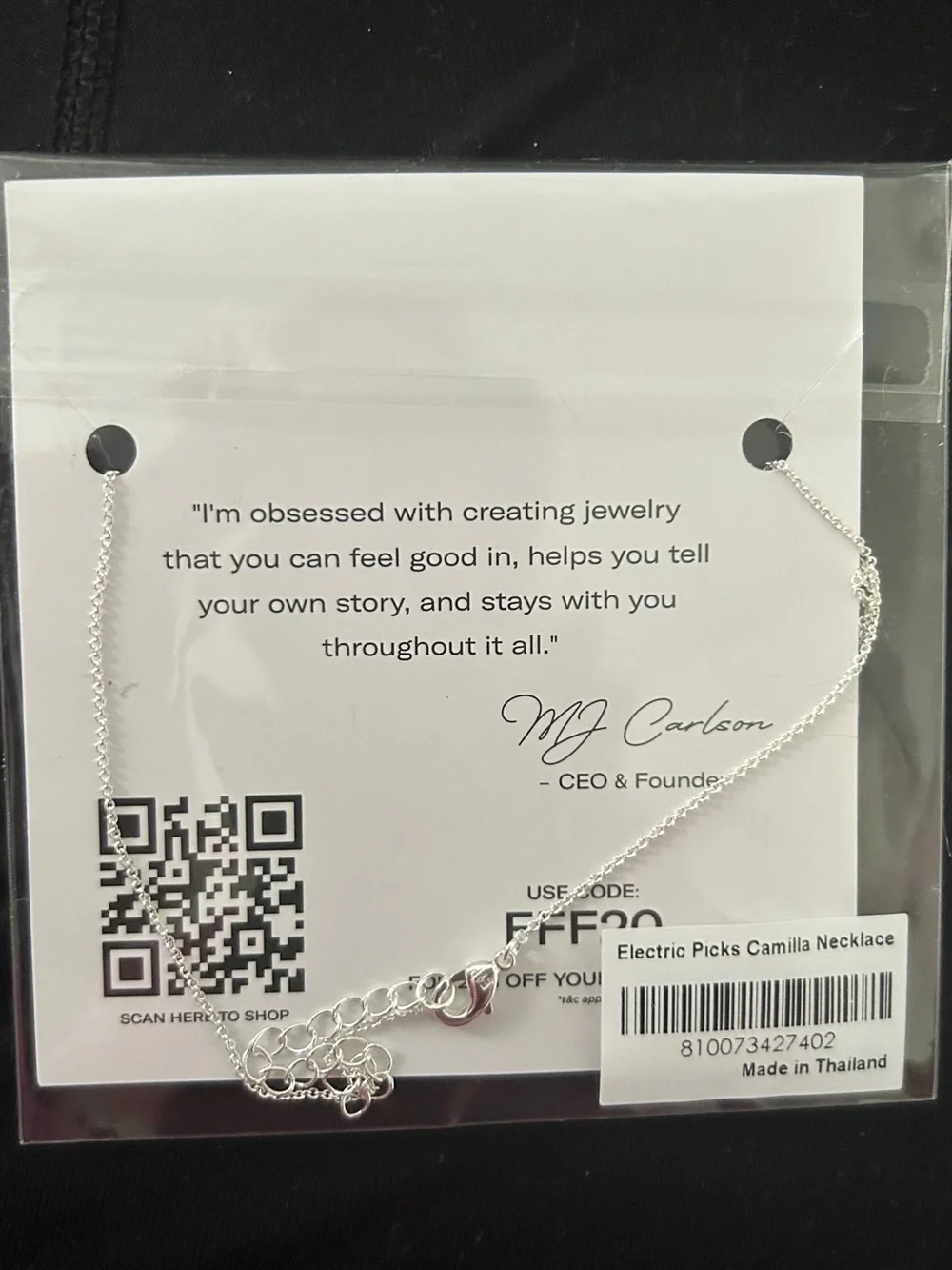 Electric Picks Camila Necklace Sterling Silver Plated Delicate - Picture 4 of 5